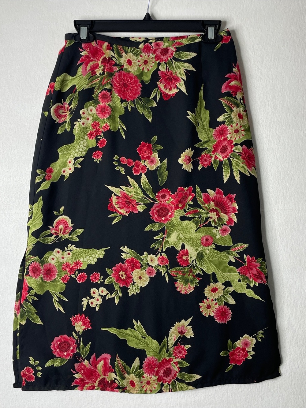 Emma James Midi Skirt Womens 4 Black Floral Print A-Line Cottagecore Boho Y2K - Picture 8 of 11